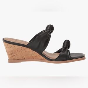Esprit - Knotted Cork Wedge Mule Sandal, Size 7 Black.